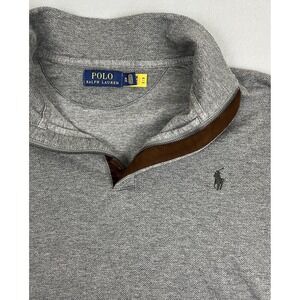 Ralph Lauren Polo Men's Quarter‎ Zip XL Pullover Sweater Gray Herringbone